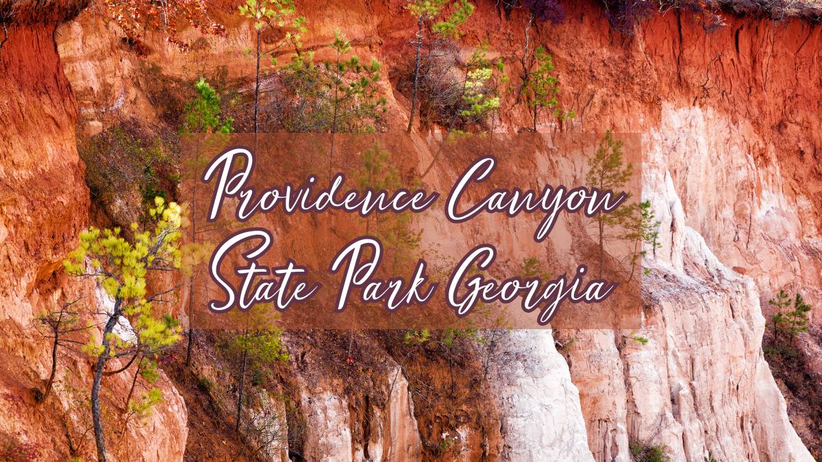 Colorful canyon cliffs at Providence Canyon State Park Georgia during golden hour