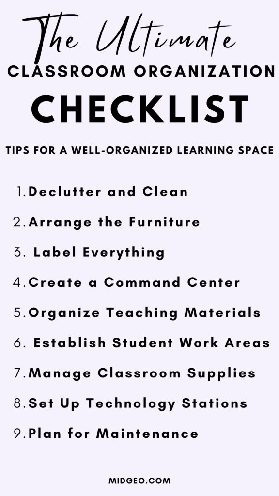 The Ultimate Classroom Organization Checklist: Tips for a Well-Organized Learning Space 2 The Ultimate Classroom Organization Checklist 1