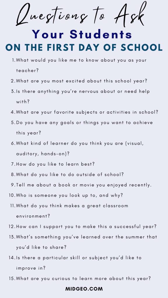 85 First Day of School Questions to Ask Kids About School 3 15 Questions to Ask Your Students On The First Day of School