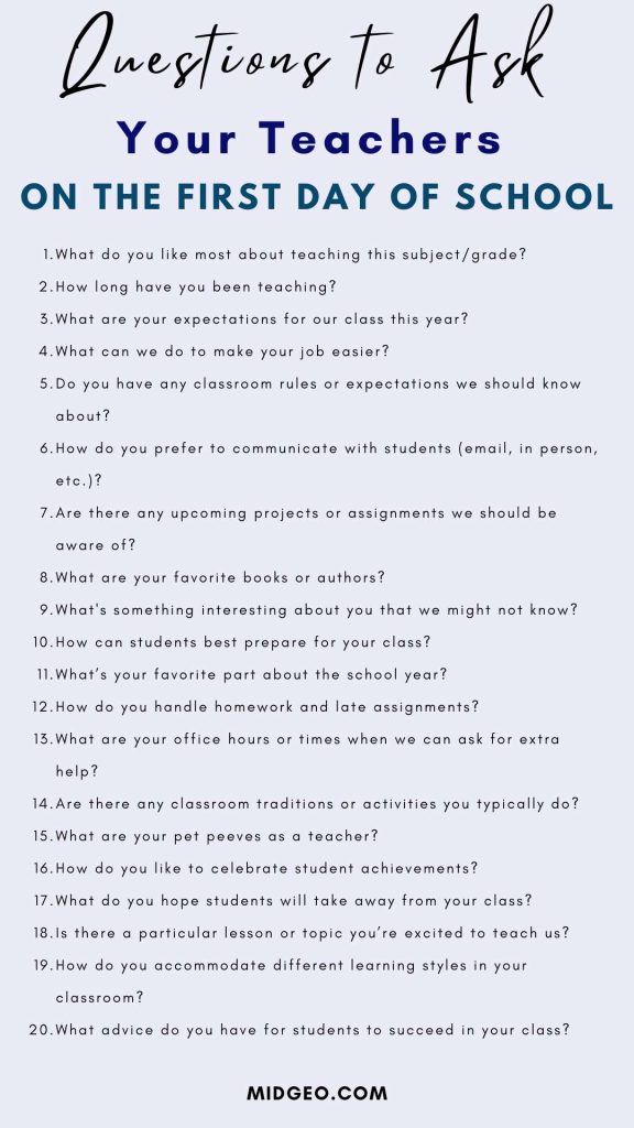 85 First Day of School Questions to Ask Kids About School 4 20 Questions to Ask Your Teacher On The First Day of School