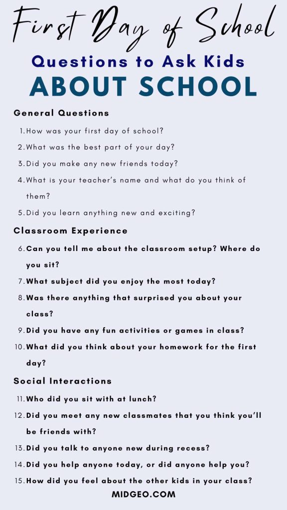85 First Day of School Questions to Ask Kids About School 2 First Day of School Questions to Ask Kids About School
