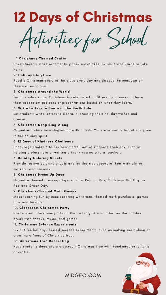 12 Days of Christmas Activities: Fun Ideas for Families, Work, and School 4 12 Days of Christmas Activities for School