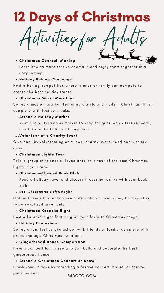 12 Days of Christmas Activities: Fun Ideas for Families, Work, and School 5 12 Days of Christmas Activities for adults