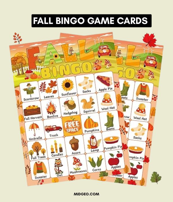 20 Fun and Festive Fall Harvest Party Games for All Ages 5 Fall Bingo Game Cards Harvest Game