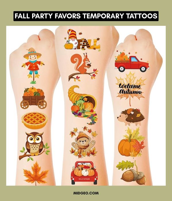 20 Fun and Festive Fall Harvest Party Games for All Ages 3 Fall Party Favors Temporary Tattoos (1)