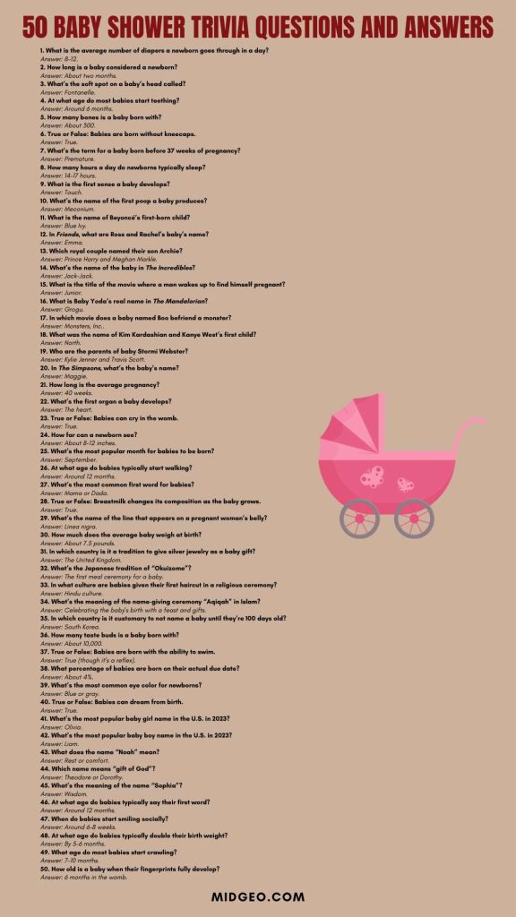 50 Baby Shower Trivia Questions You’ll Wish You Knew Sooner! 2 50 baby shower trivia questions and answers