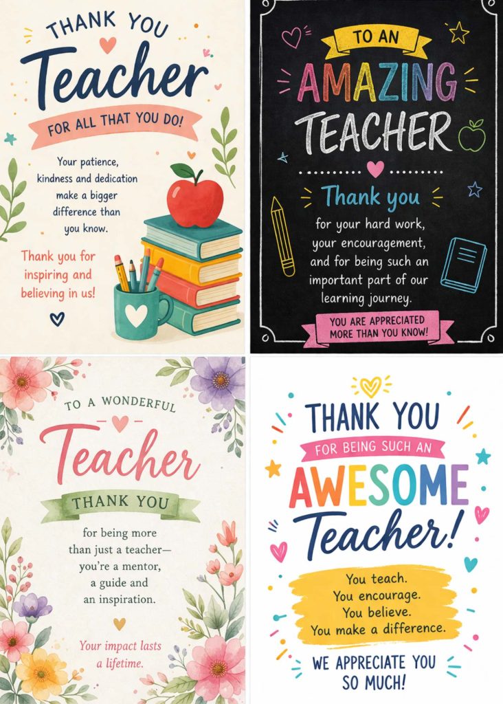 Free Teacher Appreciation Card Ideas