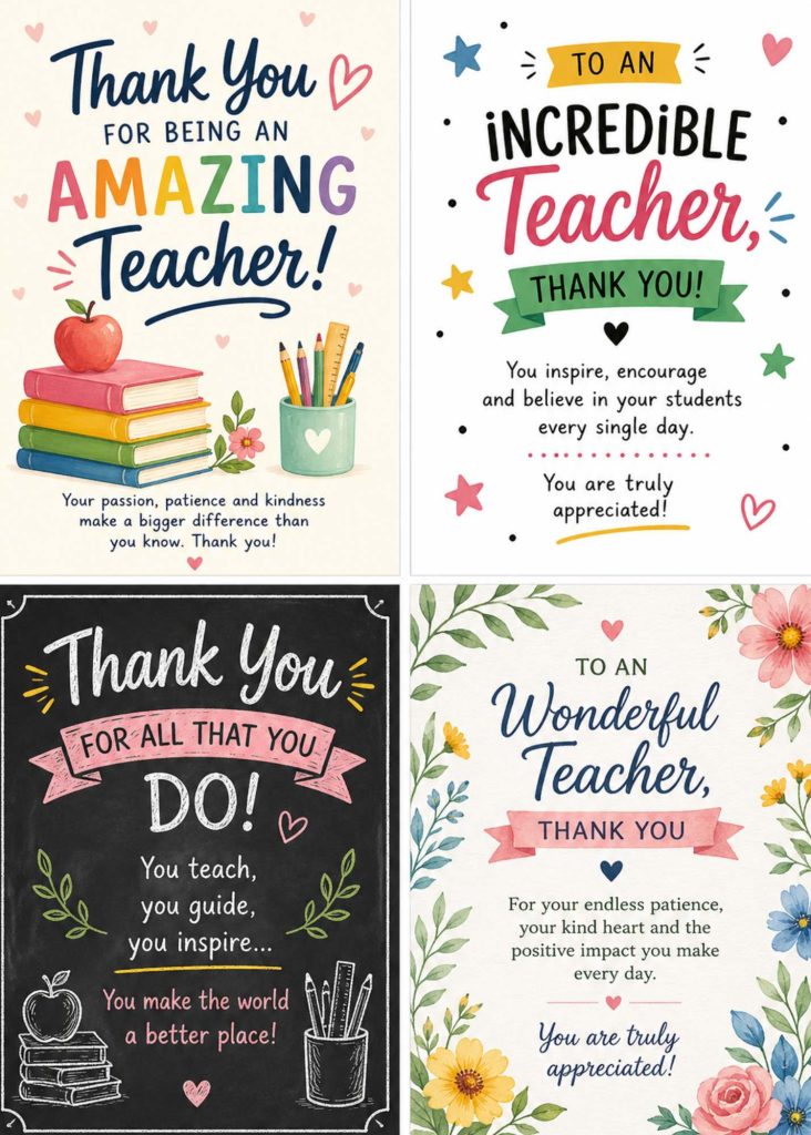 Teacher appreciation card ideas