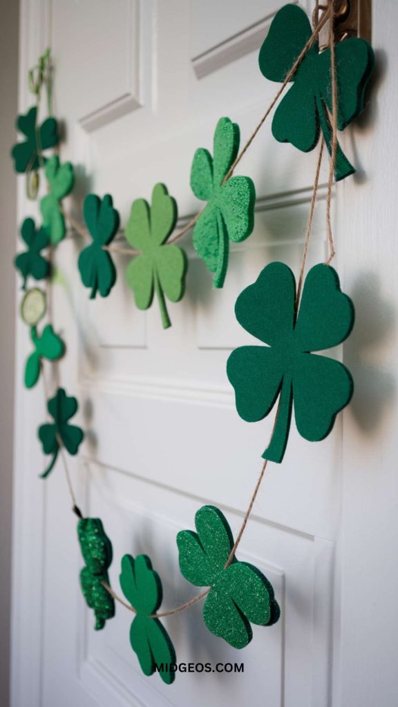 37 Shamrocks and Sparkles St. Patrick’s Day Decoration Ideas to Celebrate in Style 5 Shamrock Garland Door Decorations for St Patricks Day