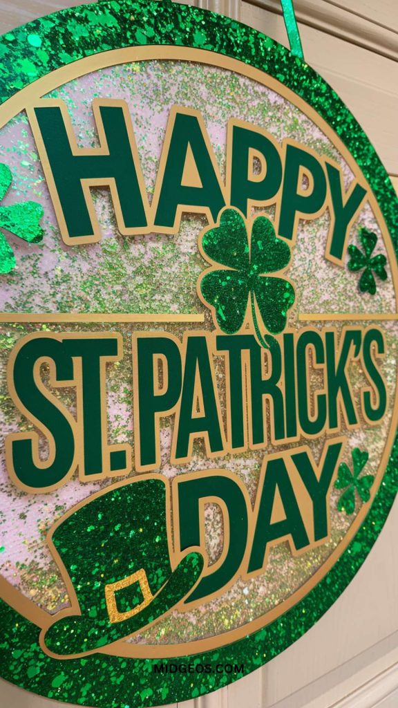 37 Shamrocks and Sparkles St. Patrick’s Day Decoration Ideas to Celebrate in Style 4 Sparkling Door Hanger Door Decorations for St Patricks Day