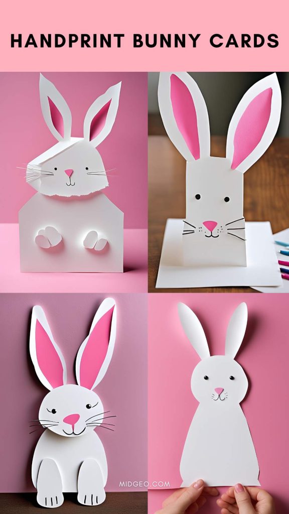 24 Fun & Creative Easter Activities & Crafts for All Ages 2 Handprint Bunny Cards