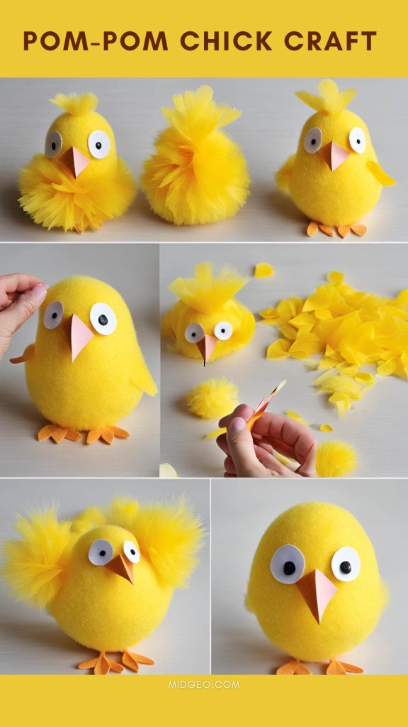 24 Fun & Creative Easter Activities & Crafts for All Ages 3 Pom Pom Chick Craft