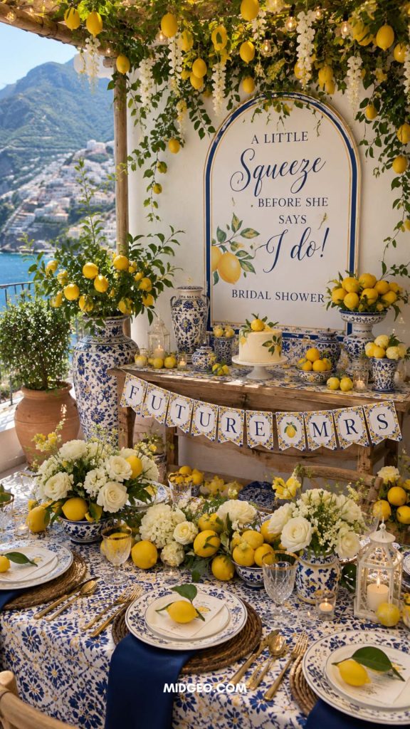 17 Stunning Lemon Bridal Shower Theme Ideas for a Fresh and Elegant Celebration 3 Italian lemon bridal shower decor inspired by the Amalfi Coast