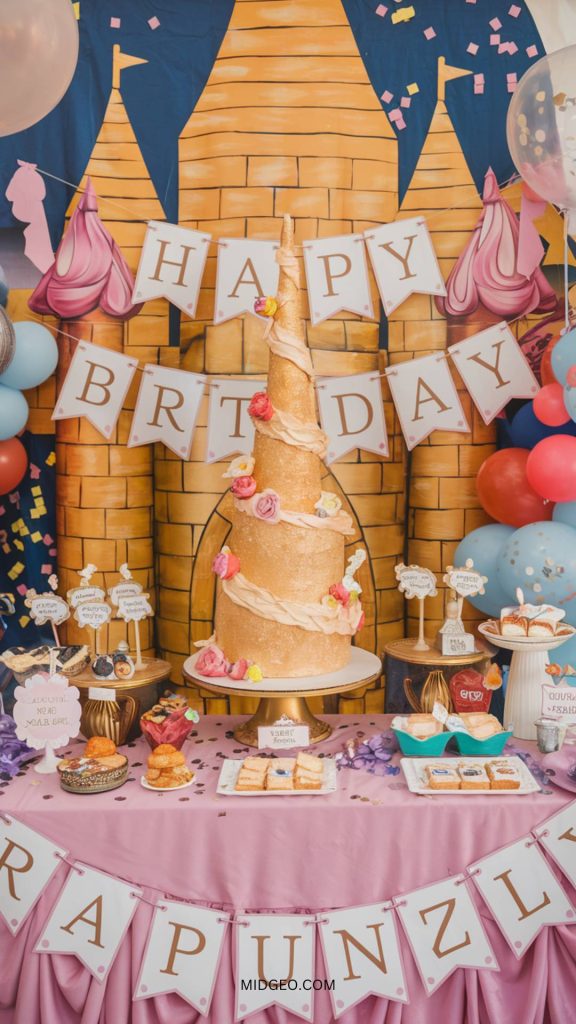 27 Magical Tangled Birthday Party Ideas for a Fairytale Celebration 6 diy rapunzel tower centerpiece