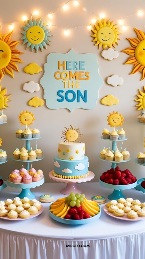 Gorgeous Here Comes the Son Baby Shower Theme for Boys 3 Food Dessert Table Ideas for a Here Comes the Son Baby Shower