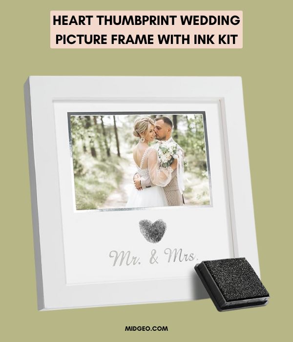 27 Small Intimate Wedding Ideas for Your Dream Day 3 Heart Thumbprint Wedding Picture Frame with Ink Kit