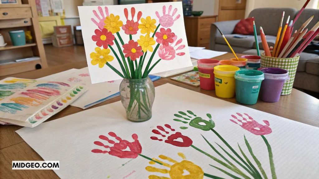 Creative Grandparents Day Crafts Ideas for Kids 3 Grandparents Day crafts for infants and babies Handprint Flower Bouquet