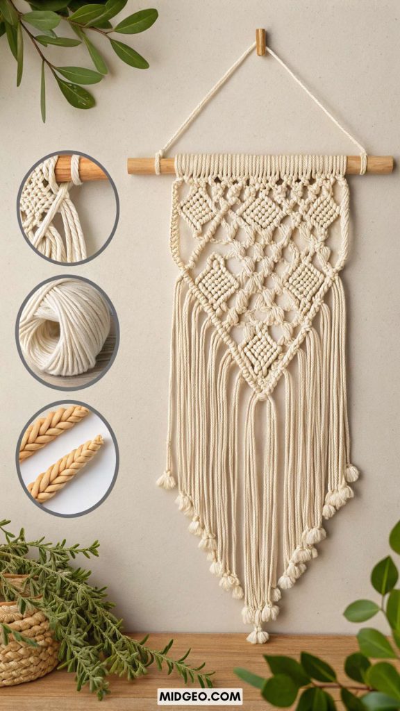 Small Macrame Wall Hanging Ideas (2025): Simple & Stylish Ways to Add Texture, Charm, and Boho Vibes to Any Space 3 DIY Small Macrame Wall Hanging Projects