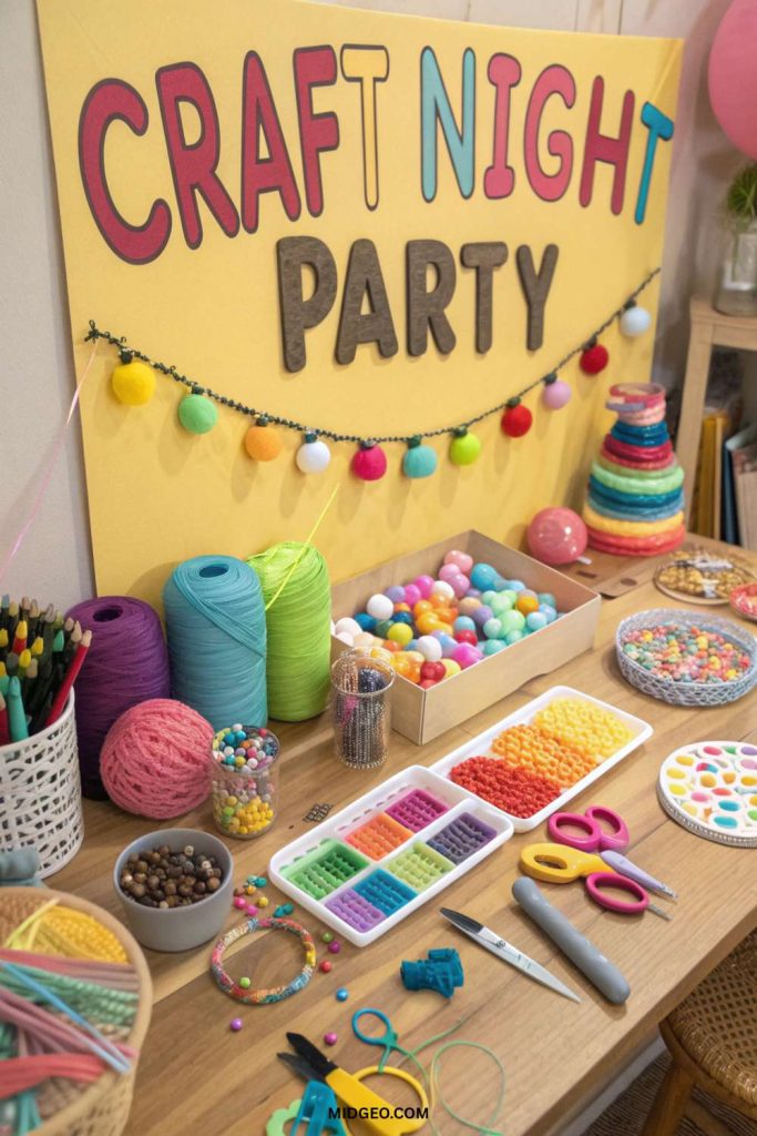 Craft Night Party Ideas (2025): Easy DIYs for a Stylish Girls’ Night In 3 craft night party DIY station with supplies