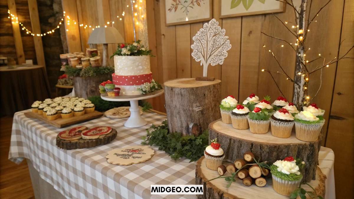 Woodland Baby Shower Theme Ideas (2025): Adorable Decor, Food & Games for a Magical Celebration 1 woodland baby shower theme table with rustic decor and cupcakes