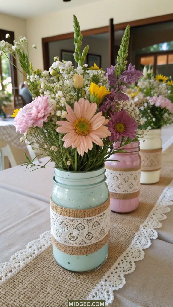 Baby Shower Centerpiece Ideas (2025): Elegant, Simple & Budget-Friendly Ideas for the Perfect Baby Shower Table 4 Floral Baby Shower Centerpieces DIY Flower Jars
