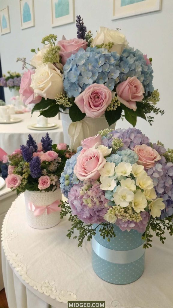 Baby Shower Centerpiece Ideas (2025): Elegant, Simple & Budget-Friendly Ideas for the Perfect Baby Shower Table 5 Floral Baby Shower Centerpieces Hydrangea Centerpieces