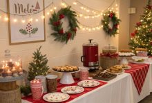 festive december baby shower with cozy winter décor, hot cocoa bar, and holiday themed table settings