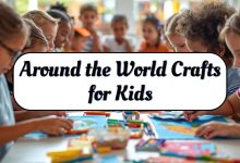 Kids making around the world crafts colorful multicultural art project