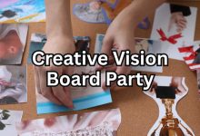 Creative Vision Board Party Setup with Supplies and Themes
