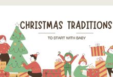 Parents enjoying Christmas traditions to start with baby during the holiday season