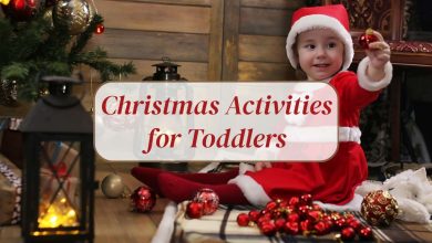 37+ Magical Christmas Activities for Toddlers and Babies! to Spark Joy and Creativity in 2025 5 Smiling toddler doing Christmas craft project with colorful ornaments and lights