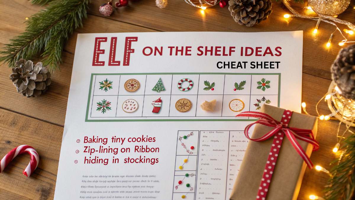elf on the shelf ideas cheat sheet