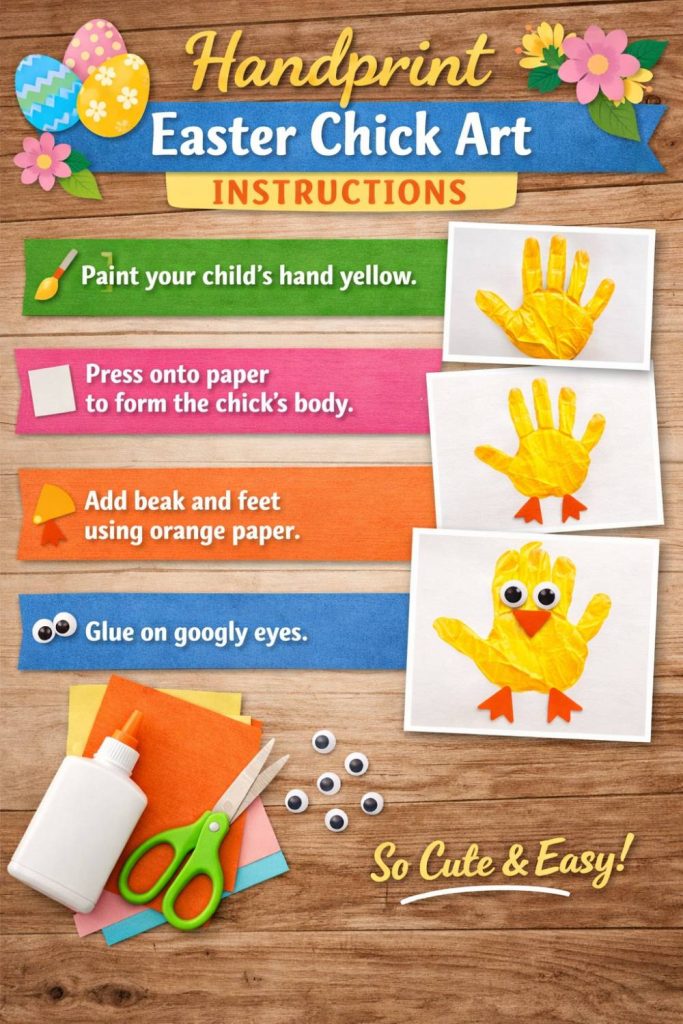 17 Easter Craft Ideas for Kids That Are Cute, Creative & Budget-Friendly 3 Handprint Easter Chick Art