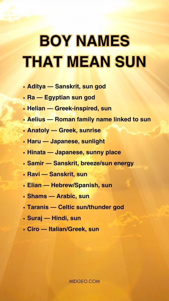 Boy Names That Mean Sun