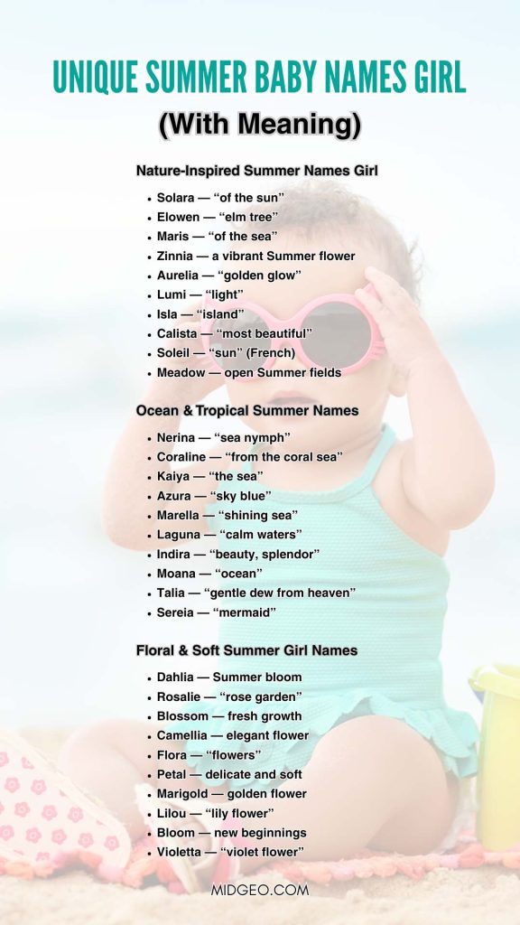 Unique Summer Baby Names Girl With Meaning