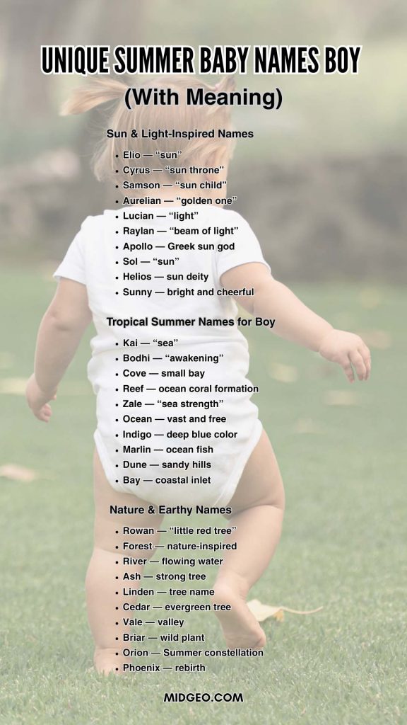 Unique Summer Baby Names boy With Meaning