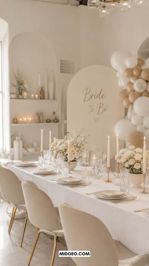 15 Fun Summer Bridal Shower Themes That Feel Fresh, Stylish & Unforgettable (2026 Guide) 7 Minimalist bridal shower setup