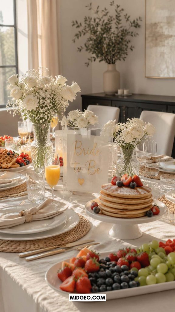 15 Fun Summer Bridal Shower Themes That Feel Fresh, Stylish & Unforgettable (2026 Guide) 5 Stylish bridal shower brunch table