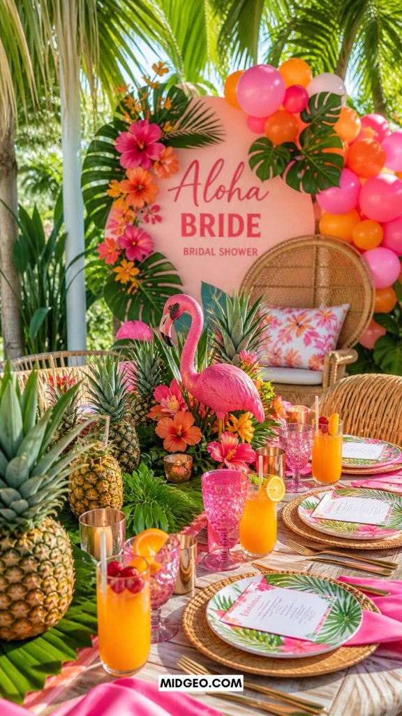 15 Fun Summer Bridal Shower Themes That Feel Fresh, Stylish & Unforgettable (2026 Guide) 6 Tropical Summer Party bridal shower setup