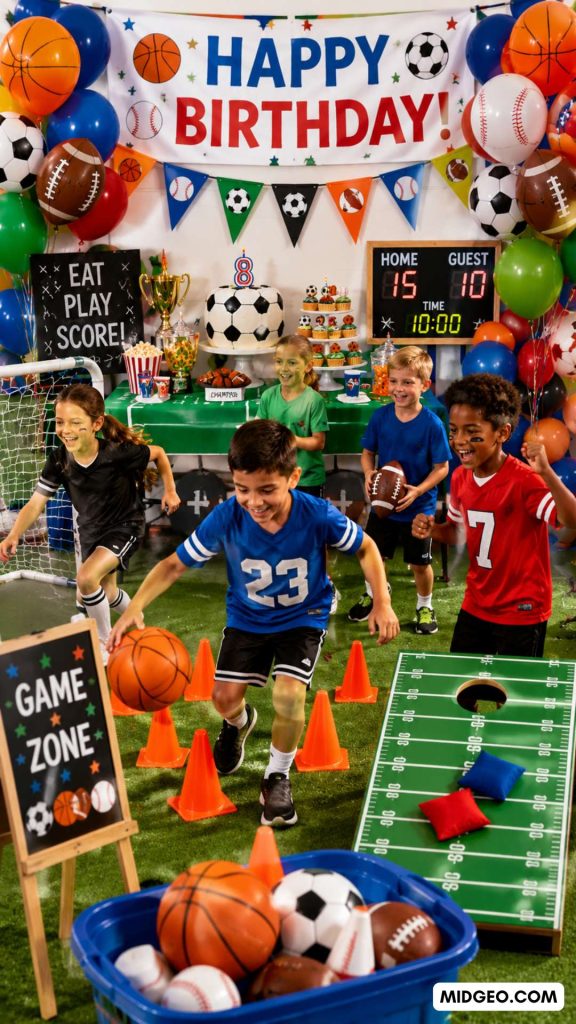 10 Amazing Sports Themed Birthday Party Ideas Kids Will Never Forget 4 Kids enjoying a colorful sports themed birthday party with games and balloons