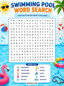 Swimming Pool Word Search