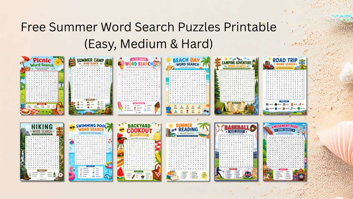 free summer word search puzzles