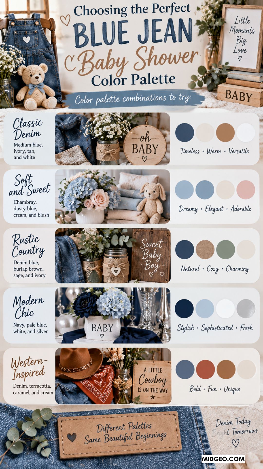 Blue Jean Baby Shower Theme: 25+ Charming Ideas for a Sweet, Stylish Celebration 2 Choosing the Perfect Blue Jean Baby Shower Color Palette (1)