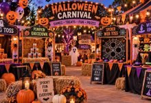 halloween carnival games featuring kids friendly booths