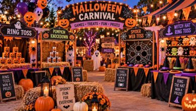 halloween carnival games featuring kids friendly booths