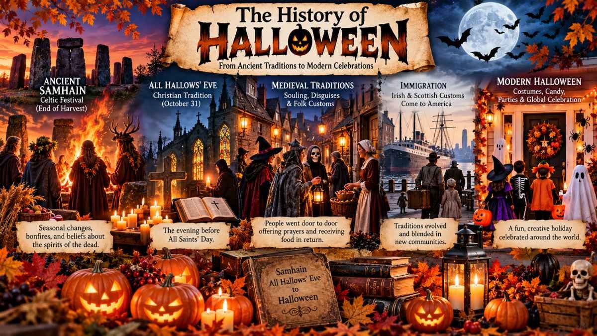 history of halloween showing ancient samhain traditions