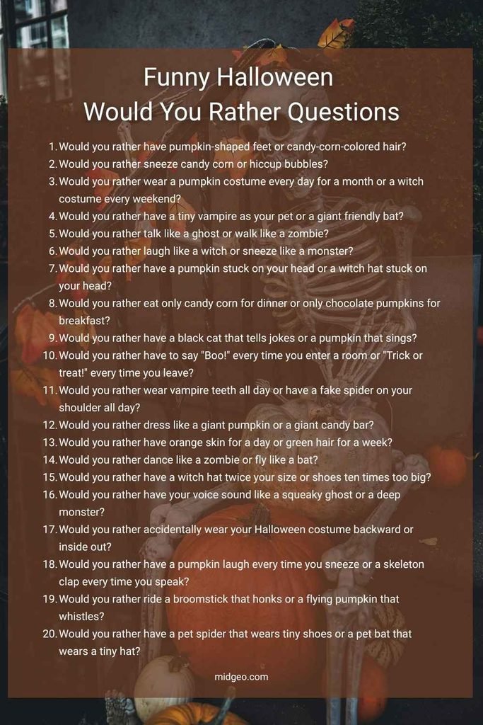 Funny Halloween Would You Rather Questions
