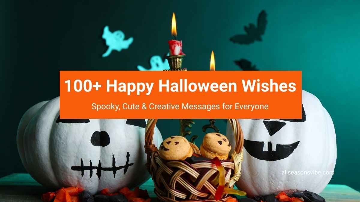 happy halloween wishes with pumpkins
