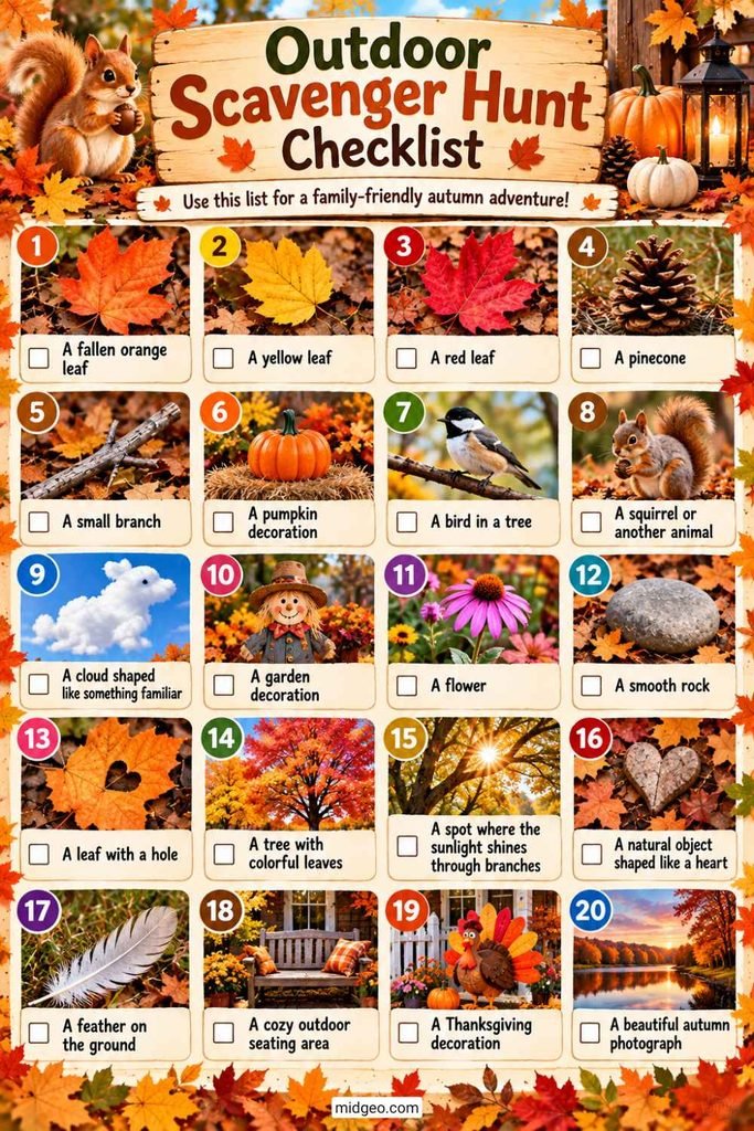 Thanksgiving Scavenger Hunt Ideas for Kids, Teens & Adults 3 outdoor scavenger hunt checklist